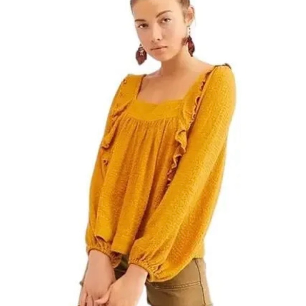 Free People Golden Ruffle Blouse